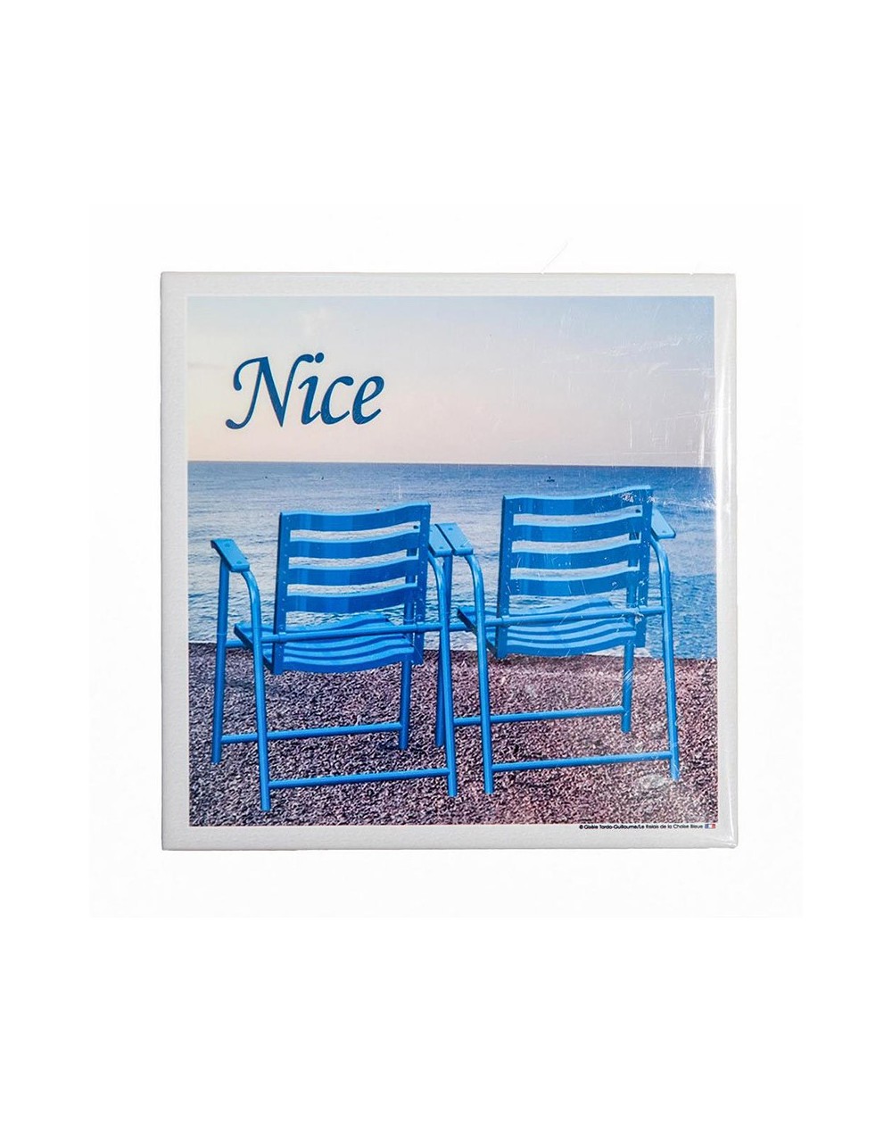Dessous de plat 2 chaises bleues Nice Dessous de plat 2 chaises bleues Nice