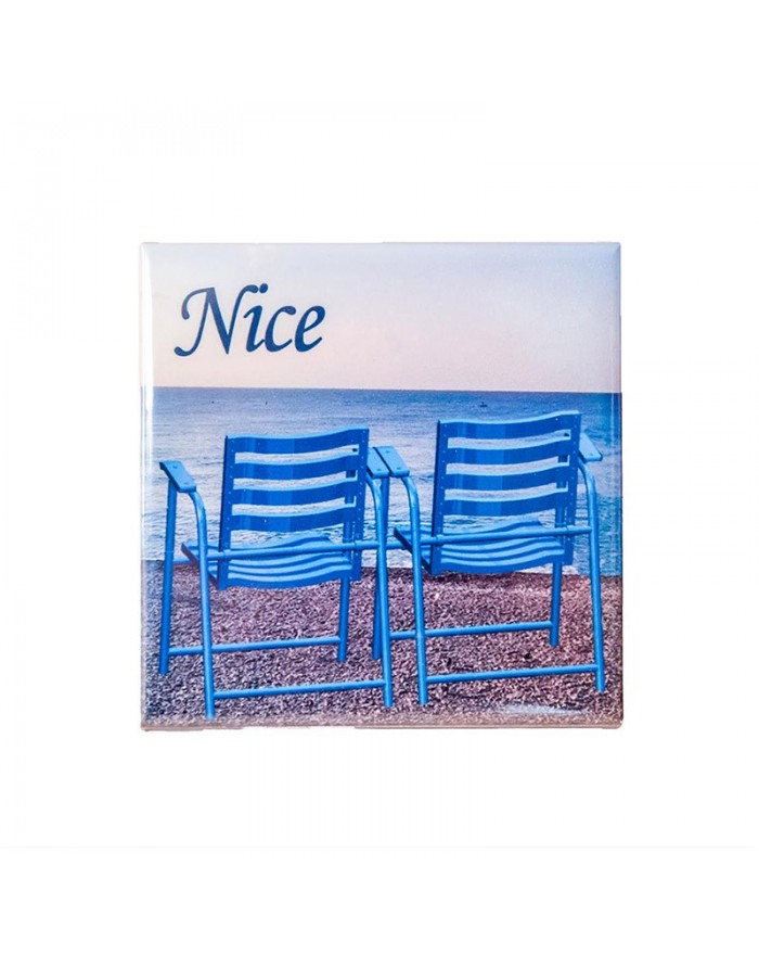 Dessous de bouteille 2 chaises bleues Nice