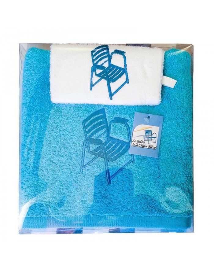 Coffret Gant - Serviette bleue Chaise Bleue