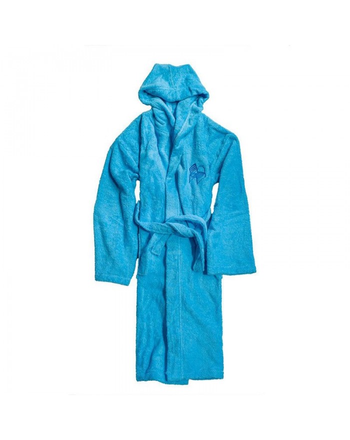Peignoir de bain bleu.