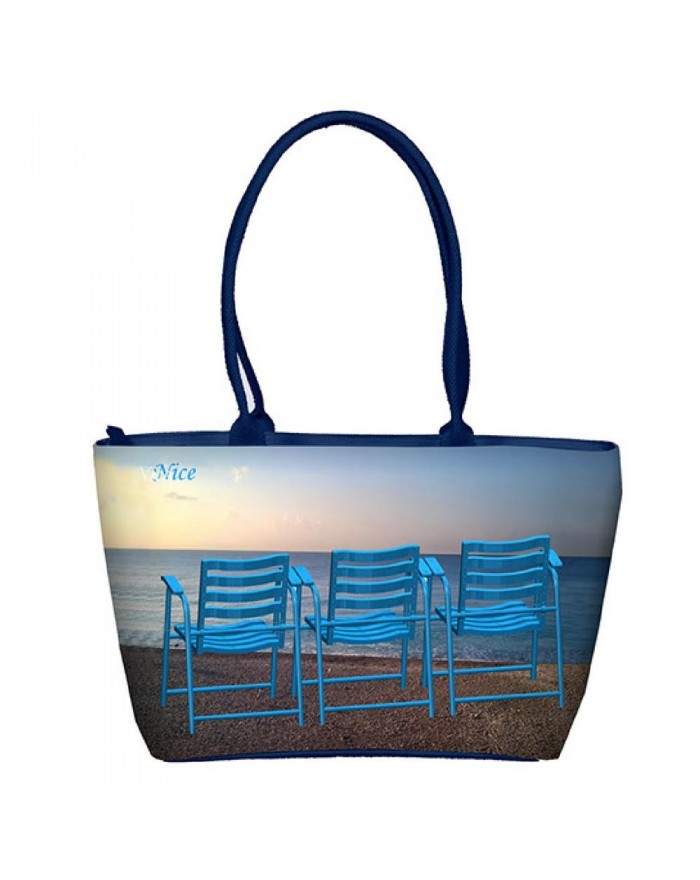 Sac tissu 3 Chaises Bleues