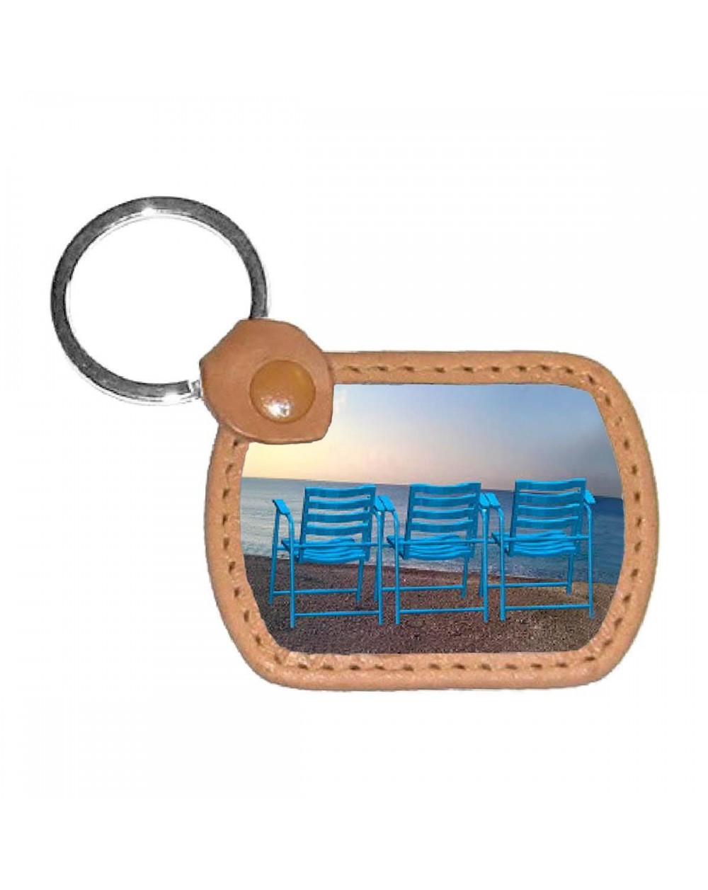 Leather key ring 3 Chaises Bleues