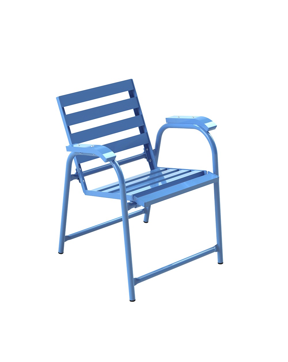 Chaise Bleue Jubilaire lattes en aluminium plates