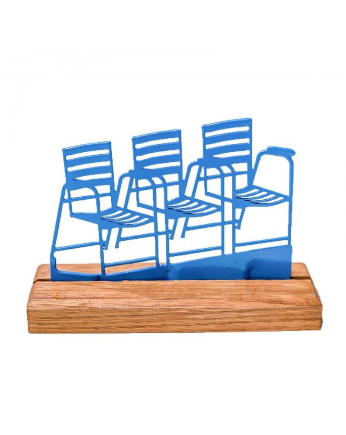 3 Chaises Bleues sur socle en bois (série limitée)